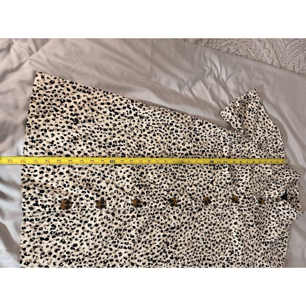 WHO WHAT WEAR XS Button Front Shift Dress Neutral Animal Print 100% Cotton NWOT - Picture 6 of 7
